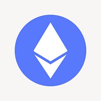 Ethereum cryptocurrency icon, flat graphic psd