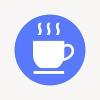 Coffee mug, cafe icon, flat graphic psd