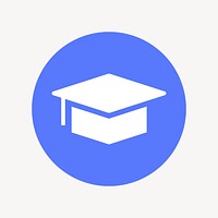 Graduation cap, education icon, flat graphic psd