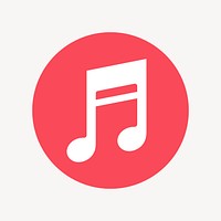 Music note app icon, flat graphic vector