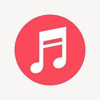 Music note app icon, flat graphic psd