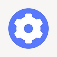 Cog, settings icon, flat graphic psd