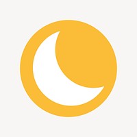 Crescent moon icon, flat graphic psd