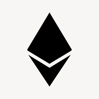 Ethereum cryptocurrency icon, flat graphic psd
