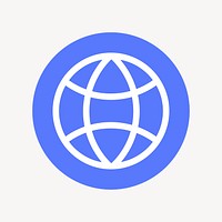 Globe grid icon, flat graphic psd