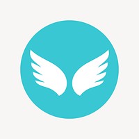 Blue wings icon, flat graphic vector