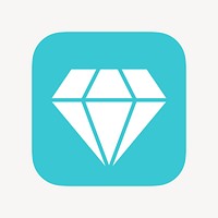 Diamond shape icon, flat graphic psd