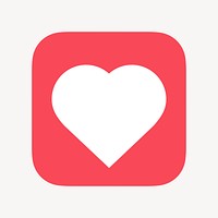 Heart shape icon, flat graphic psd