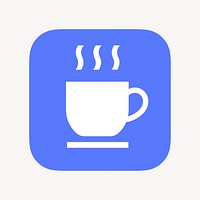 Coffee mug, cafe icon, flat graphic psd