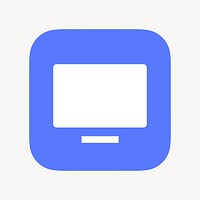 Computer screen icon, flat graphic psd