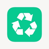 Recycle, environment icon, flat graphic psd