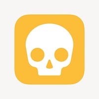 Human skull icon, flat graphic psd