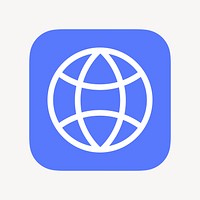 Globe grid icon, flat graphic psd