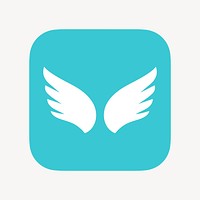 Blue wings icon, flat graphic vector