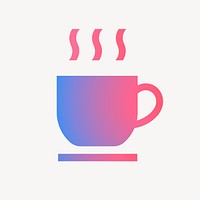 Coffee mug, cafe icon, aesthetic gradient design vector