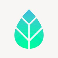 Leaf, environment icon, aesthetic gradient design vector