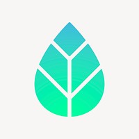 Leaf, environment icon, aesthetic gradient design psd