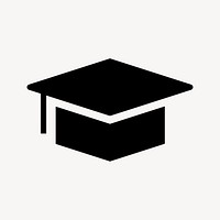 Graduation cap, education icon, flat graphic psd