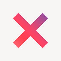 X mark icon, aesthetic gradient design psd