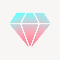 Diamond shape icon, aesthetic gradient design psd