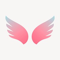 Pink wings icon, aesthetic gradient design vector