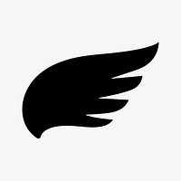 Black wing icon, flat graphic psd