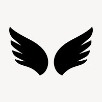 Black wing icon, flat graphic vector