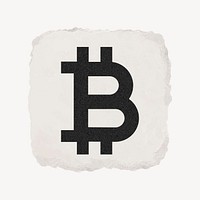 Bitcoin cryptocurrency icon, ripped paper design vector