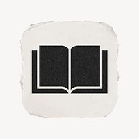 Open book, education icon, ripped paper design vector