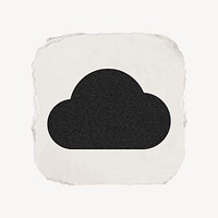 Cloud storage icon, ripped paper design vector