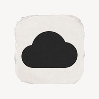 Cloud storage icon, ripped paper design