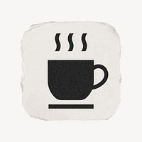 Coffee mug, cafe icon, ripped paper design vector