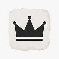 Crown ranking icon, ripped paper design psd