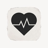 Heartbeat, health icon, ripped paper design