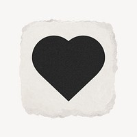 Heart shape icon, ripped paper design psd