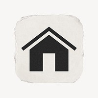 Home icon, ripped paper design psd