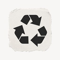 Recycle, environment icon, ripped paper design psd