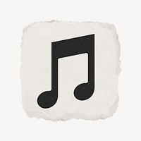 Music note app icon, ripped paper design