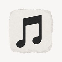 Music note app icon, ripped paper design psd