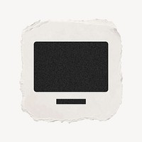 Computer screen icon, ripped paper design vector