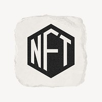 NFT cryptocurrency icon, ripped paper design vector