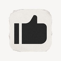 Thumbs up, like icon, ripped paper design psd