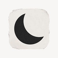 Crescent moon icon, ripped paper design vector