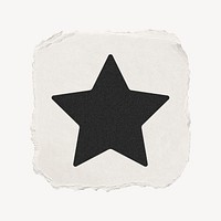 Star shape icon, ripped paper design psd