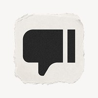 Thumbs down, dislike icon, ripped paper design psd