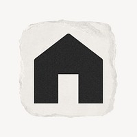 Home icon, ripped paper design psd