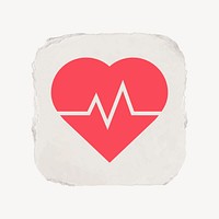 Heartbeat, health icon, ripped paper design vector