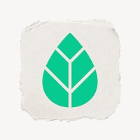 Leaf, environment icon, ripped paper design psd