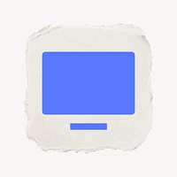 Computer screen icon, ripped paper design psd