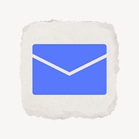 Envelope email icon, ripped paper design psd